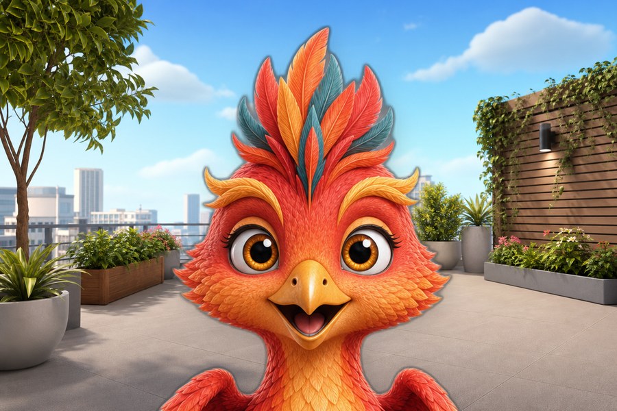 Phoenix, an AI teammate, on a rooftop terrace