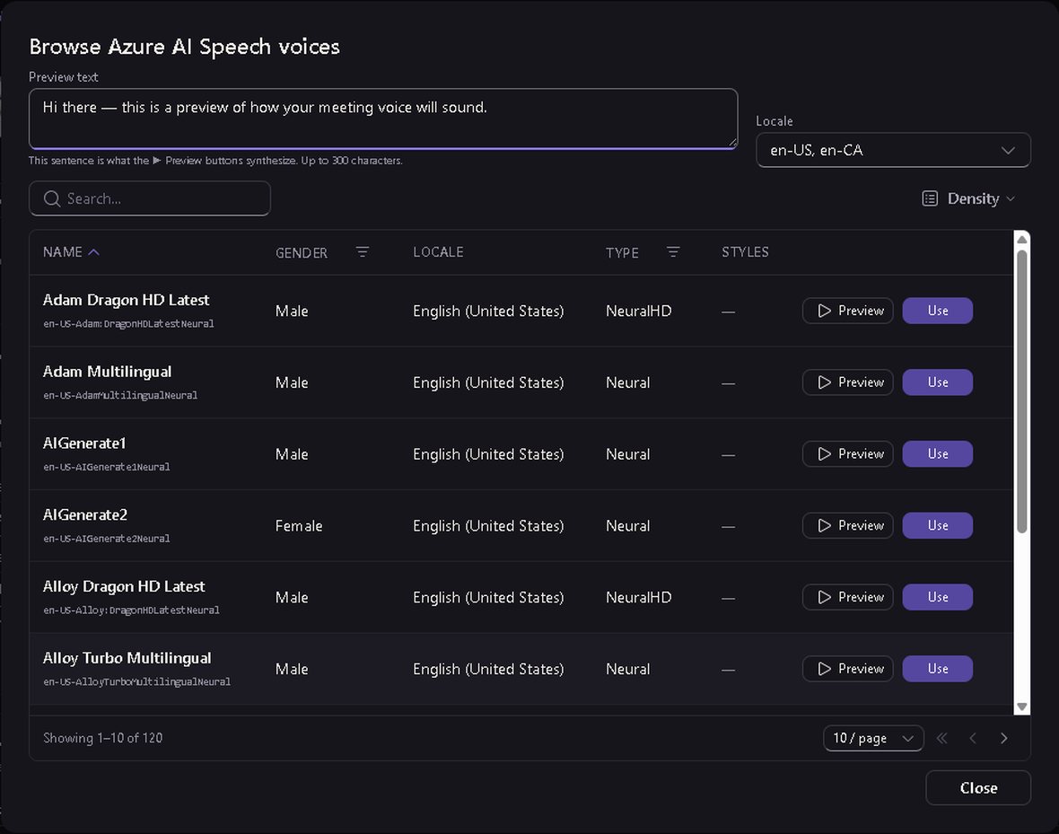 Voice picker with Azure AI Speech neural voices